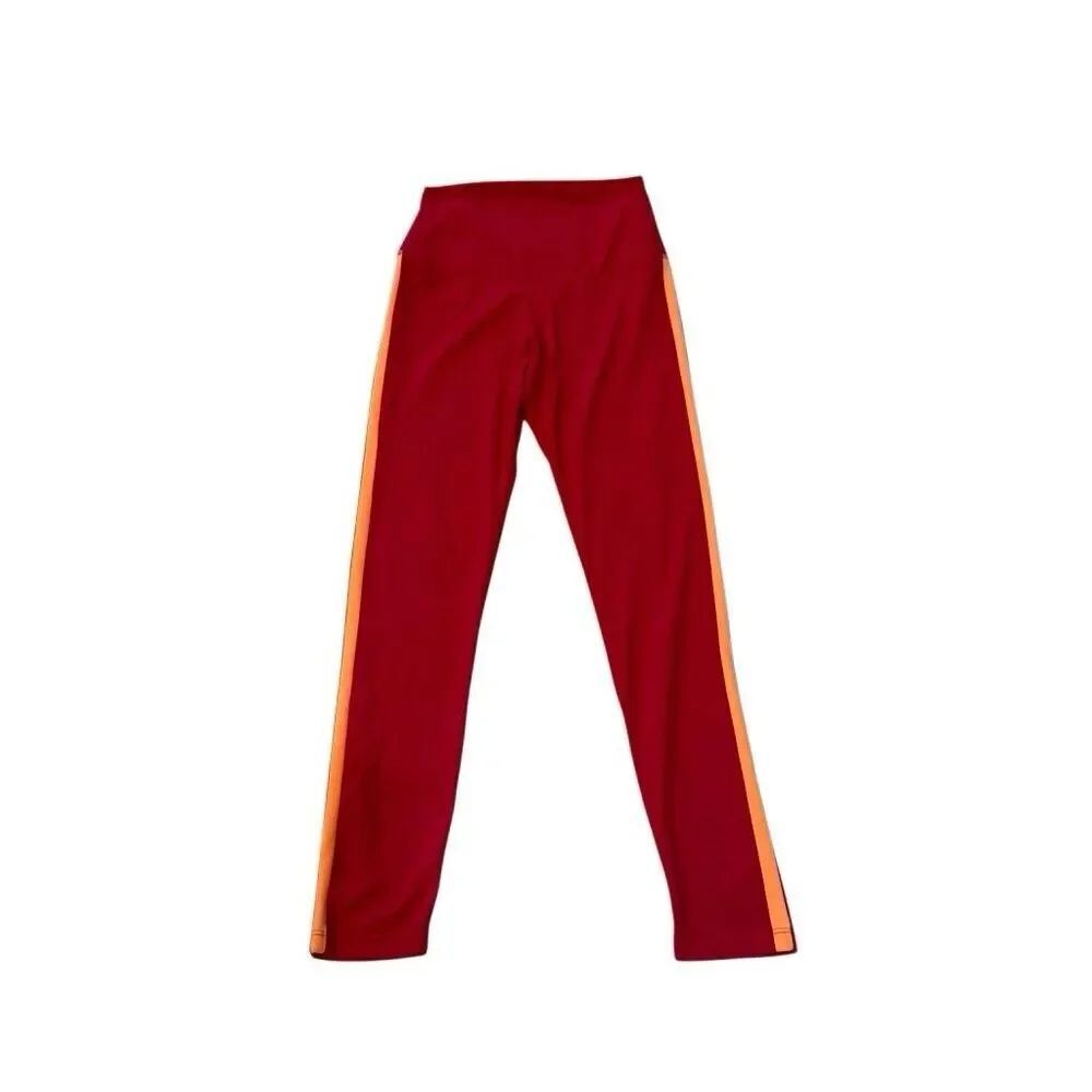 Splits59 Women’s Medium Red Orange Side Stripe High Rise Ankle Stretch Leggings